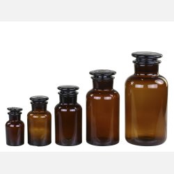 Gl. Fransk Apotekerglas m. lg st af 5, mocca