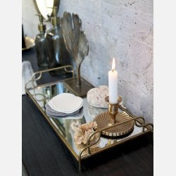 Spejlfad m. hndtag, antique messing