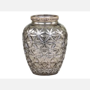 Vase m. perlekant, champagne