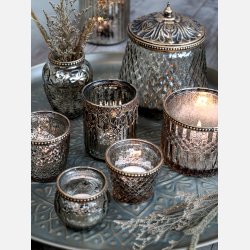 Opbevaringskrukke m. perlekant og lg