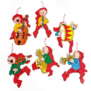 Bramming nisse, tr�, med musikinstrument � 35CM