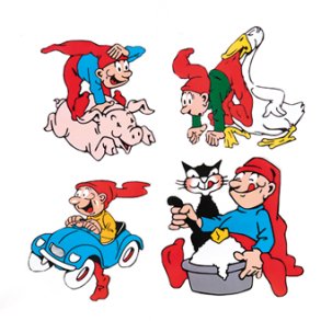 Bramming nisse, tr�, med dyr/bil 