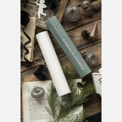 Kalenderlys svanemrket 1-24 prget tal hvid stearin 