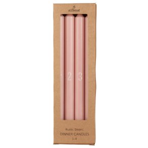 Adventlys 1-4 ske m/4 kronelys rustik prget tal rosa malva