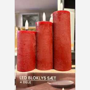 Skandi, 3 Pak LED Bloklys plus fjernbetjening r�d