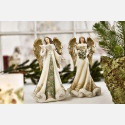 La Vida, Engel i k�be, creme/guld, 2 stk