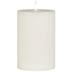 LED-bloklys m/varm flamme indendrs, hvid lille