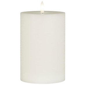 LED-bloklys m/varm flamme indendrs, hvid lille