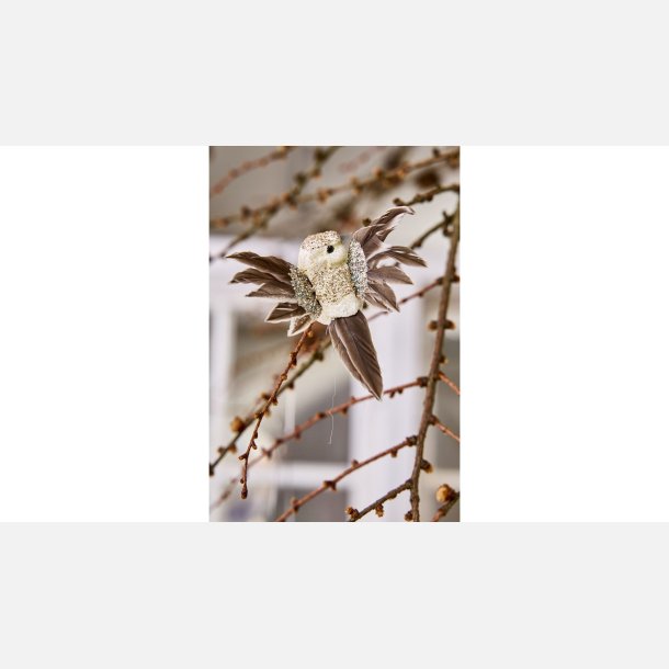 Fugl Clips 9 cm Cream Glitter vinger