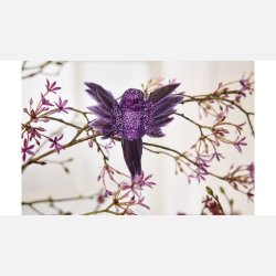 Fugl Clips 9 cm Purple Glitter vinger