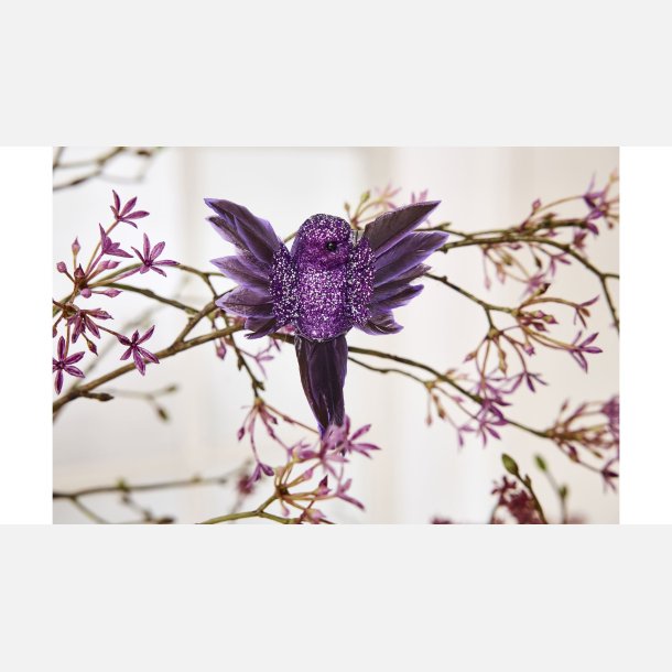 Fugl Clips 9 cm Purple Glitter vinger