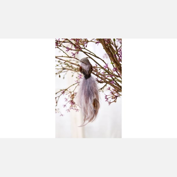 Fugl Clips 17 cm Rosa Glitter