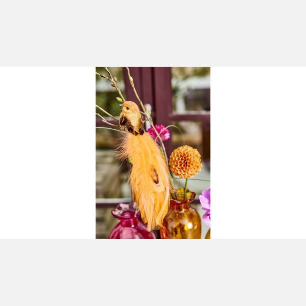 Fugl Clips 17 cm Orange Glitter