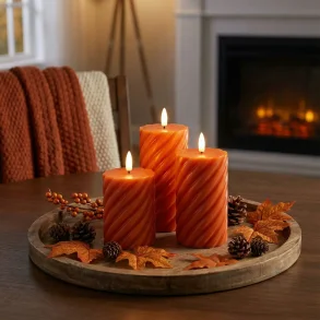 Skandi, Led Bloklys s�t - Swirl orange