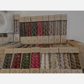 Twisted, Stearinlys , 2 stk. i ske, mrkegr