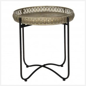 Clayre & Eef, rundt sidebord med guldbakke