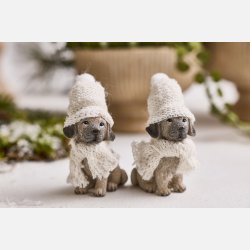  hunde m.Hat 2 stk 9 cm Gr�/Hvid Poly