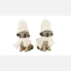  hunde m.Hat 2 stk 9 cm Gr�/Hvid Poly