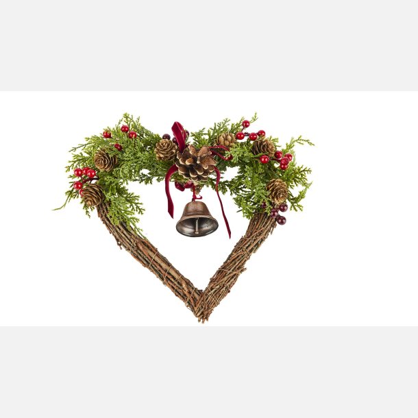  Hjerte D�rpynt 25 cm Natur/R�d