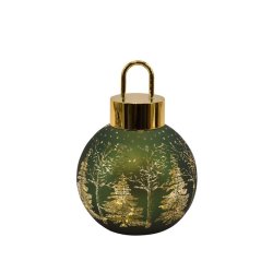 Glaskugle X-Mas LED/timer Grn/Guld