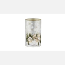 La Vida, Glas LED X-Mas City 12x7.5 cm 6H/timer S�lv