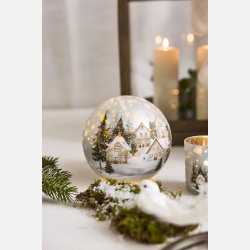 La Vida,  Glas Ball LED X-Mas City D: 15 cm 6H/timer S�lv