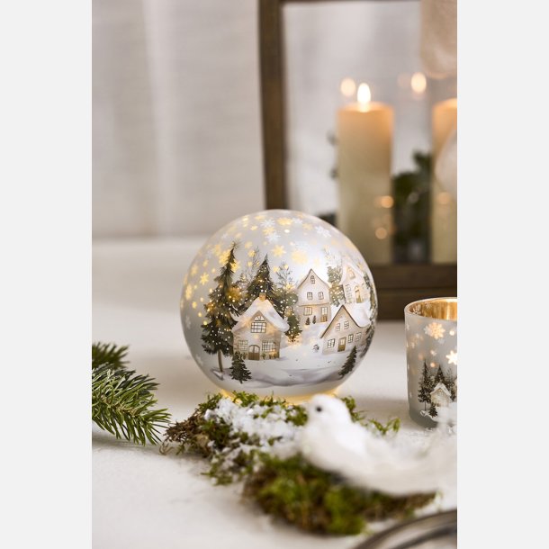 La Vida,  Glas Ball LED X-Mas City D: 15 cm 6H/timer S�lv