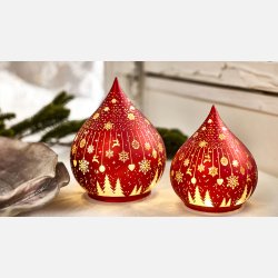 La Vidas, Glas Spir X-Mas LED/timer H:15 cm R�d