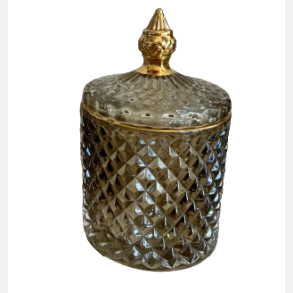 Liva krukke med guldkant, champagne Lille