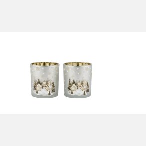 Glas X-Mas City 8x7 cm S�lv