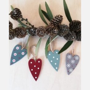 Trhjerter til ophng, 4 stk.