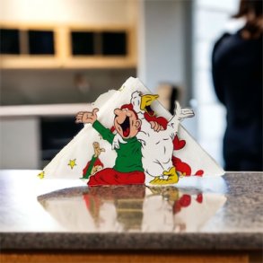 Servietholder i tr med Bramming nisser 