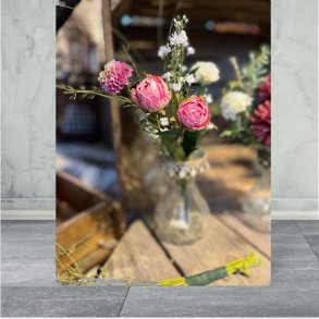 Buket, lyserde roser, lille