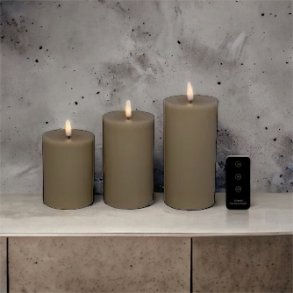 Indendrs bloklysst, sand, 3 pack