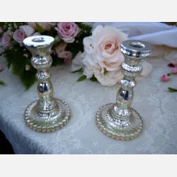 Lysestage til kronelys, slvfarvet