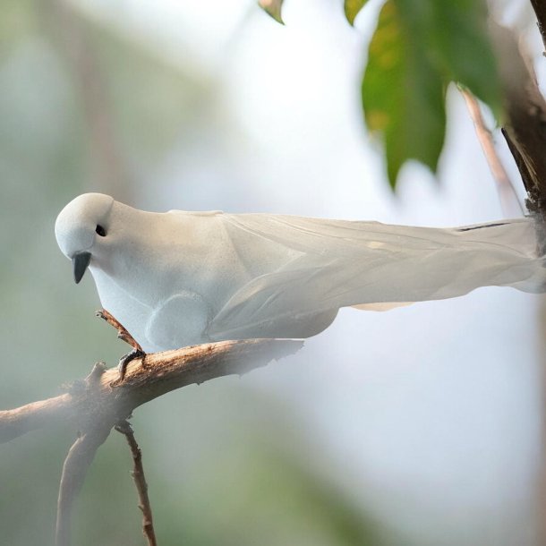 Deko fugl, hvid, m. clips