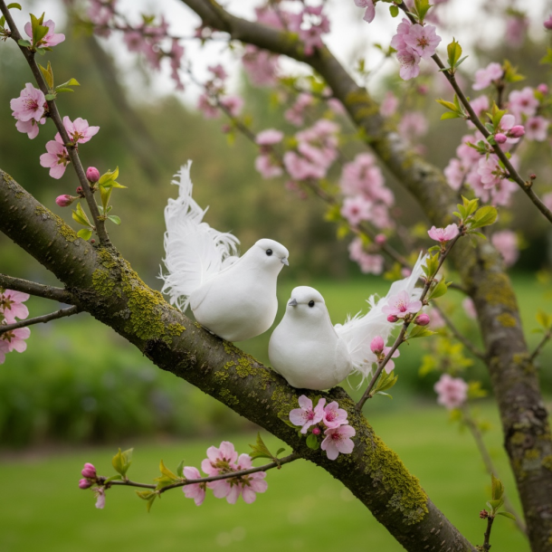 Deko fugl, hvid med kr�lhale