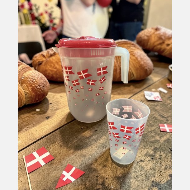 glas med flag, plastik