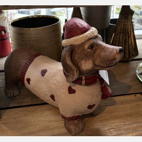 Clayre&eff, gravhund m hvid tr�je m/hjerter