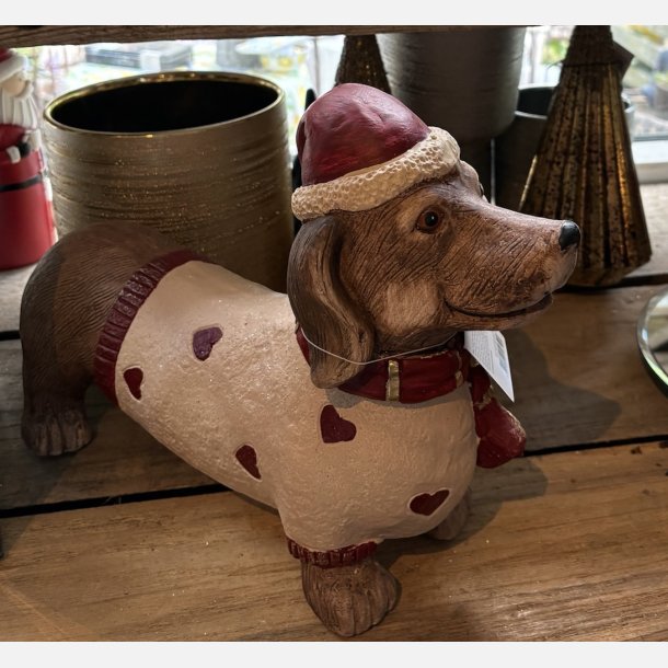 Clayre&eff, gravhund m hvid tr�je m/hjerter