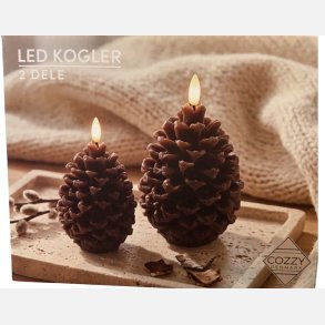 Skandi, LED lys kogler, brun, 2 pak