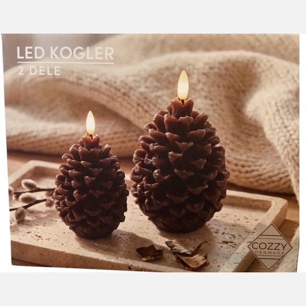 Skandi, LED lys kogler, brun, 2 pak