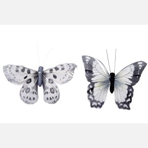 Sommerfugl Natur 10 cm Hvid/Sort