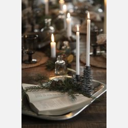 Bakke firkantet m/bladmnster antik slvfinish