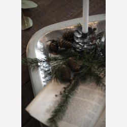 Bakke firkantet m/bladmnster antik slvfinish