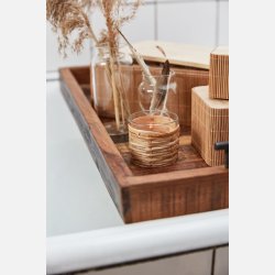 Stage glas t/fyrfadslys m/rattanflet