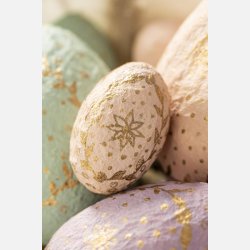 Pskeg 5 ass farver todelt m/guldfarvet mnster