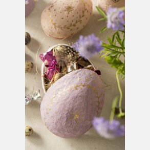 Pskeg 5 ass farver todelt m/guldfarvet mnster