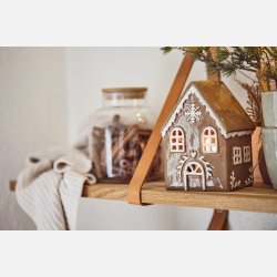 Hus t/fyrfadslys Stillenat Gingerbread snekrystal