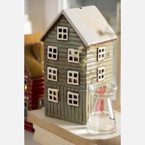 Hus t/fyrfadslys Thorshavn grn m rd dr p siden